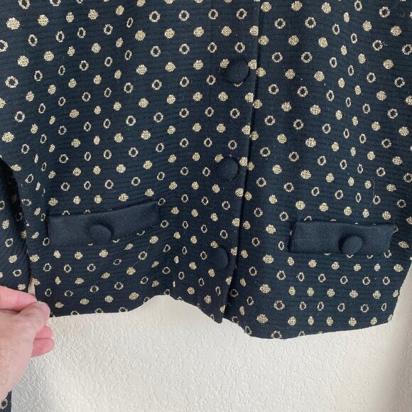 VINTAGE Gold Polka Dot Knit Crop Sweater Jacket SP - Picture 5 of 14